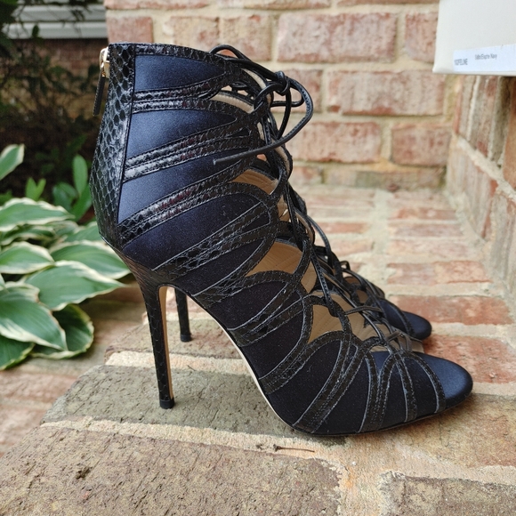 PRISTINE! JIMMY CHOO "FELINE" BLUE SUEDE AND ELAPHE SNAKE BOOTIES, 39 - Picture 12 of 16